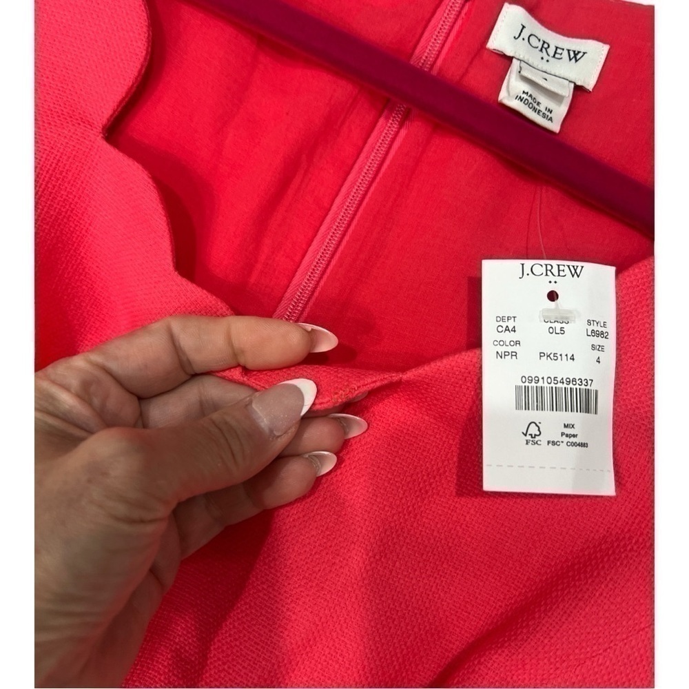 J. Crew Factory Basketweave Scallop-Edge Dress in Primrose NWT Size 4 - Picture 14 of 14